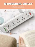 LDNIO SC10610 30W 6-Port USB Charger Power Strip with 10*Outlets/5 *USB / 1 * PD USB-C Wall Charger Adapter with Fast Charging - Image 4