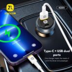 Zivku KD01 Dual Port Car Charger (USB-A and USB-C) with Output of up to 120W - Image 4