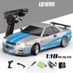 LDRC LD1899 Nissan Skyline GTR R34 1/18 Scale RWD RC Drift Car with Gyro & LED – RTR India - Image 2