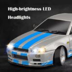 LDRC LD1899 Nissan Skyline GTR R34 1/18 Scale RWD RC Drift Car with Gyro & LED – RTR India - Image 3