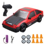 SC24A11-1 1:24 Scale 4WD RC Drift Car – Red/Black High-Speed Racer with LED Lights & Extra Drift Tires - Image 2