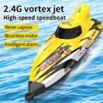TX749 Vortex Jet RC Boat – 25+KM/H Brushless Speedboat with 2.4GHz Remote (Yellow/Blue) - Image 2