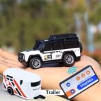 Trasped 1:64 Alloy Super Mini RC Car with Trailer – 5-Channel Desktop Remote Control Racer - Image 2