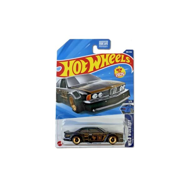 The Hot Wheels BMW 635CSi Wild Widebody is a brand-new 2025 casting celebrating one of BMW’s most iconic grand tourers. Based on the BMW E24 635CSi, designed by Paul Bracq, this model brings an aggressive widebody racing look to the legendary 6 Series coupe.